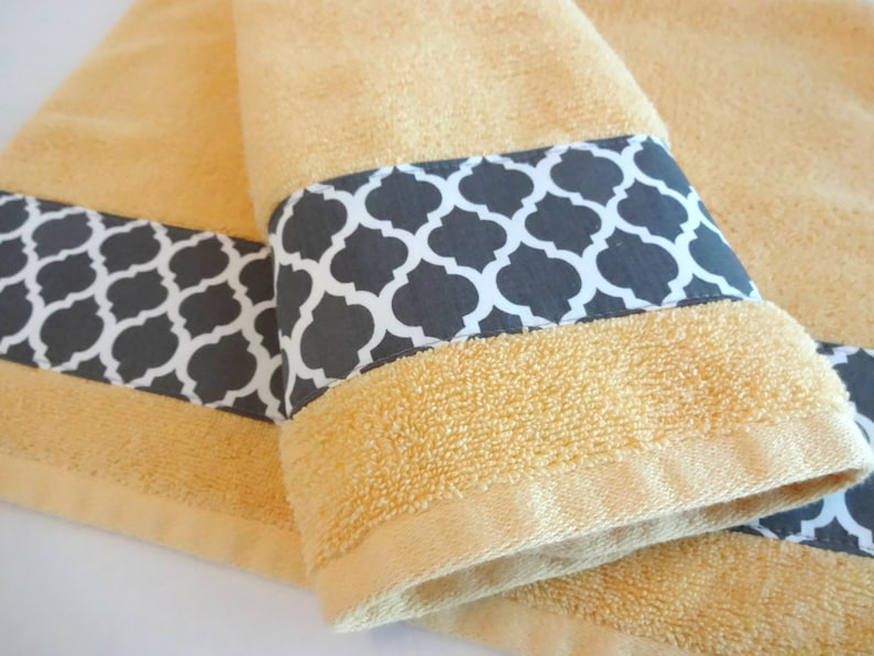 Bath Towels Hand Towels Yellow and Grey Bathroom. Towels Etsy