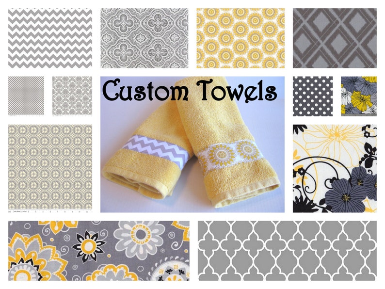 Custom Towels for the grey and yellow bathroom hand towels Etsy