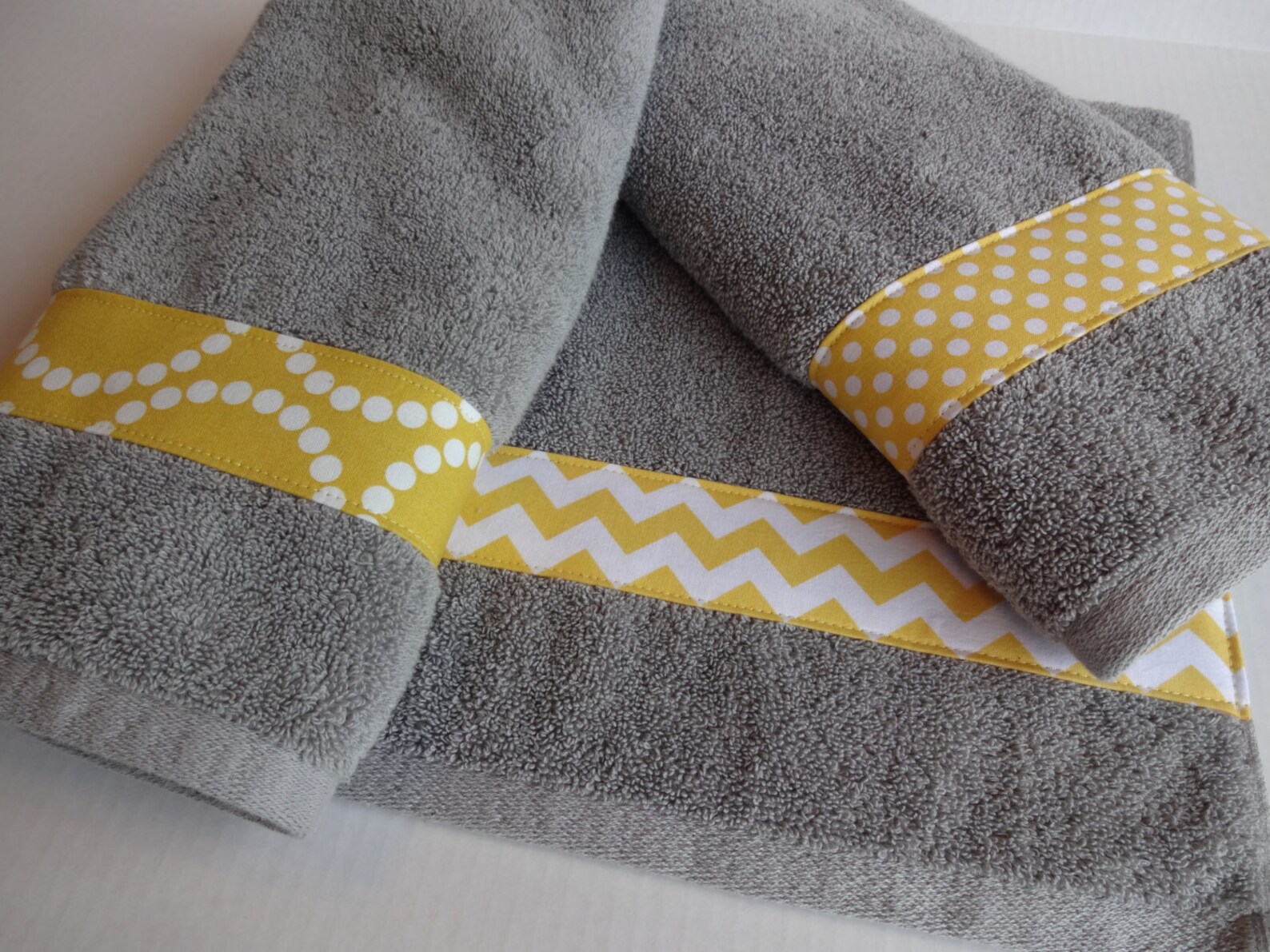 Yellow and Grey Towel Hand Towels Yellow and Grey Chevron Etsy