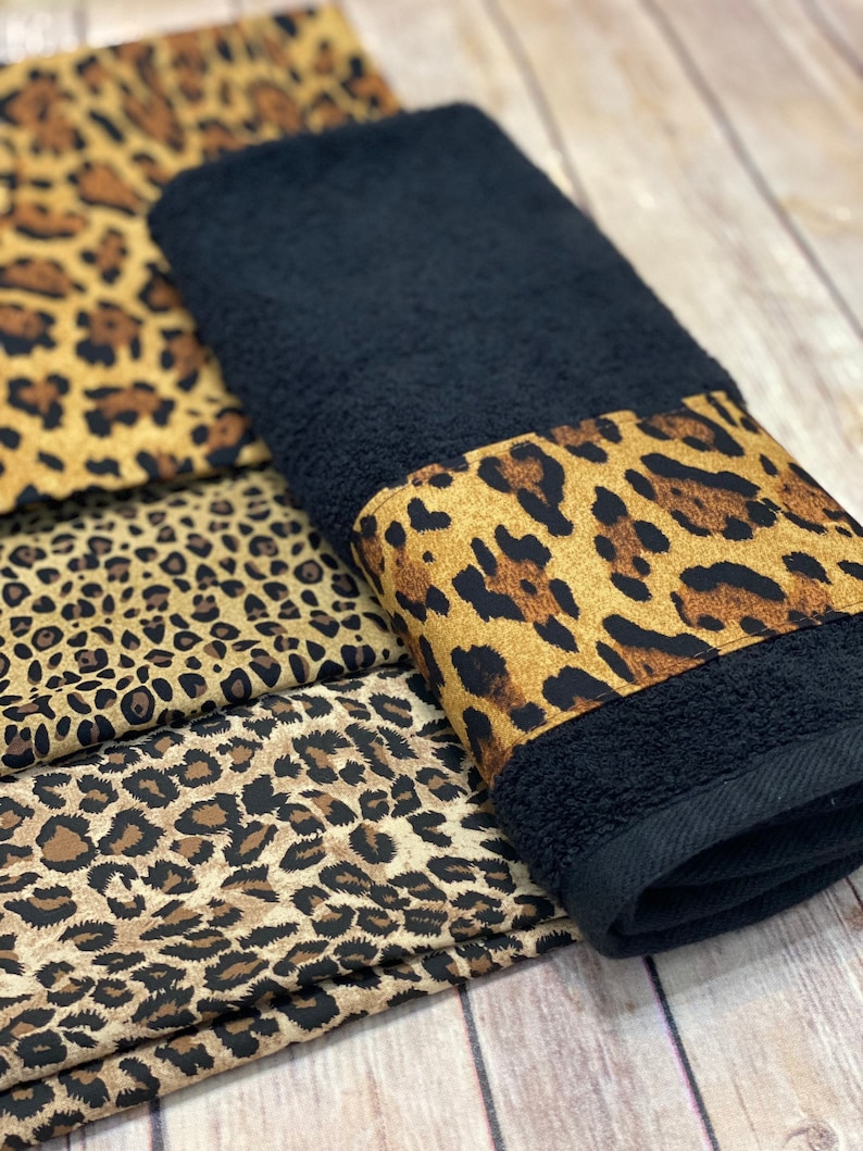 Leopard Bathroom Towels in 4 sizes to choose from made for you by August Ave Towels, you pick the size and fabric, sold individually, bath image 7