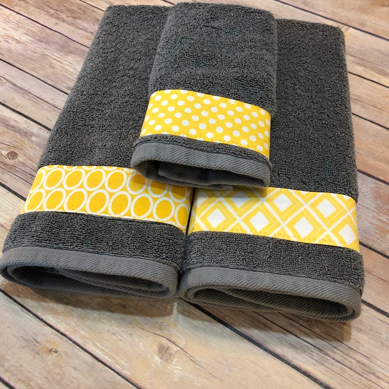 Yellow and Grey Bath Towels yellow and grey yellow and gray Etsy