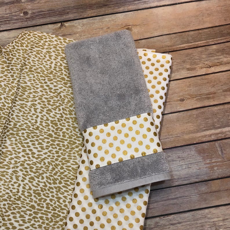 Gold and Silver Towels hand towels bath towels custom Etsy