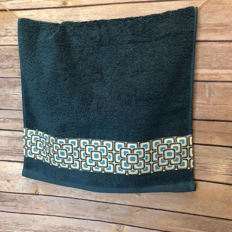 Teal aqua tan Brown Towels custom towels teal bathroom Etsy