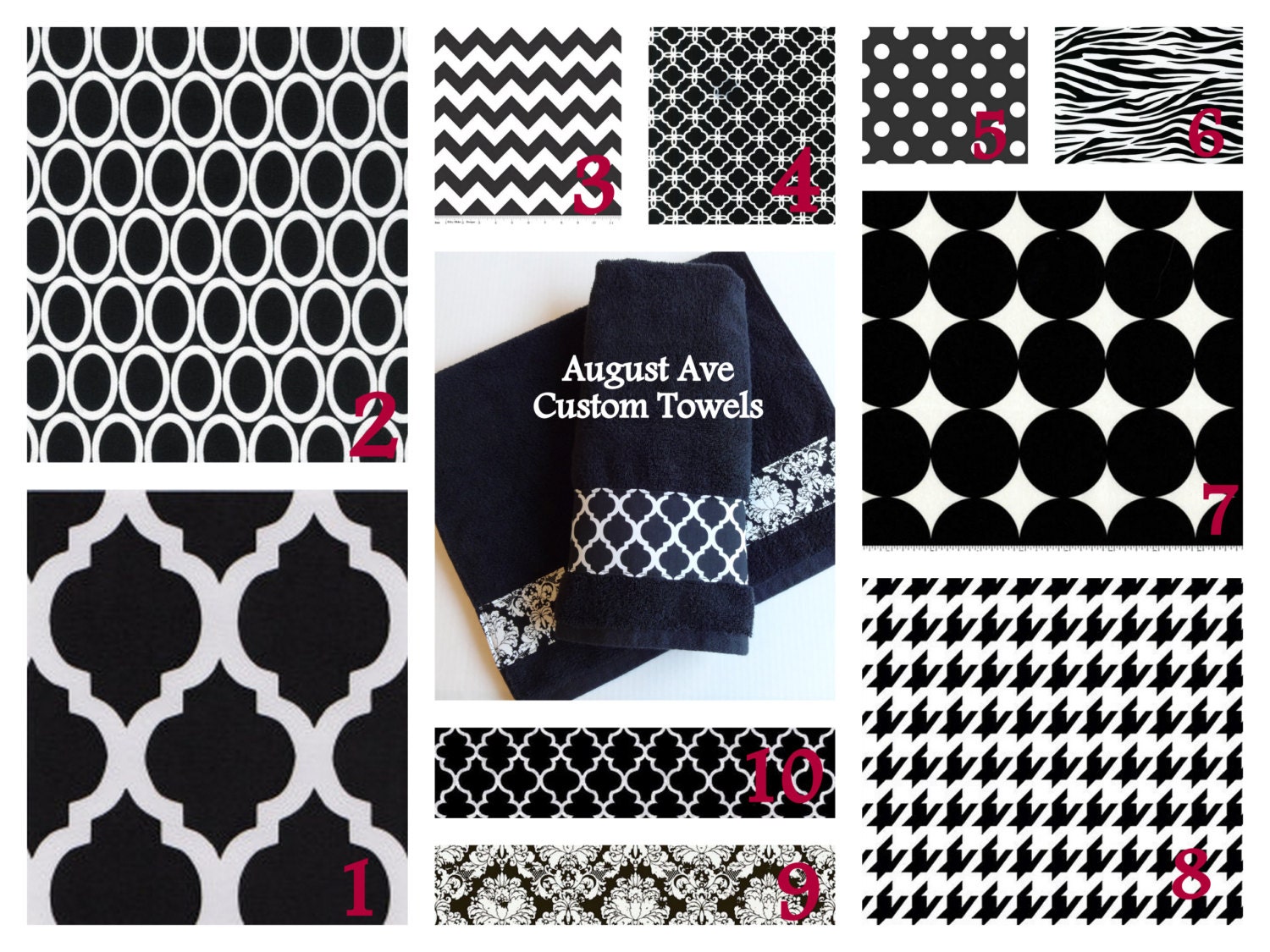 Black and White Polka Dot Hand and Bath Towels 5 Sizes Made Just for You by  August Ave Towels 