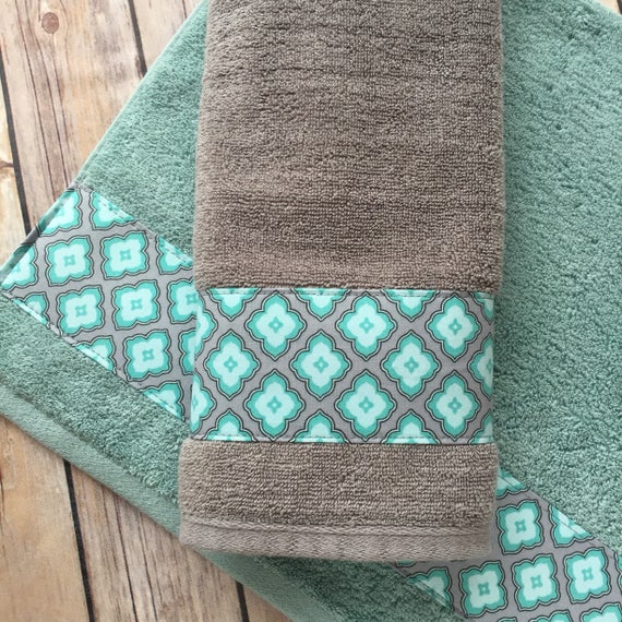 Grey Aqua Bath Towels Bathroom towel bath towel hand towel Etsy