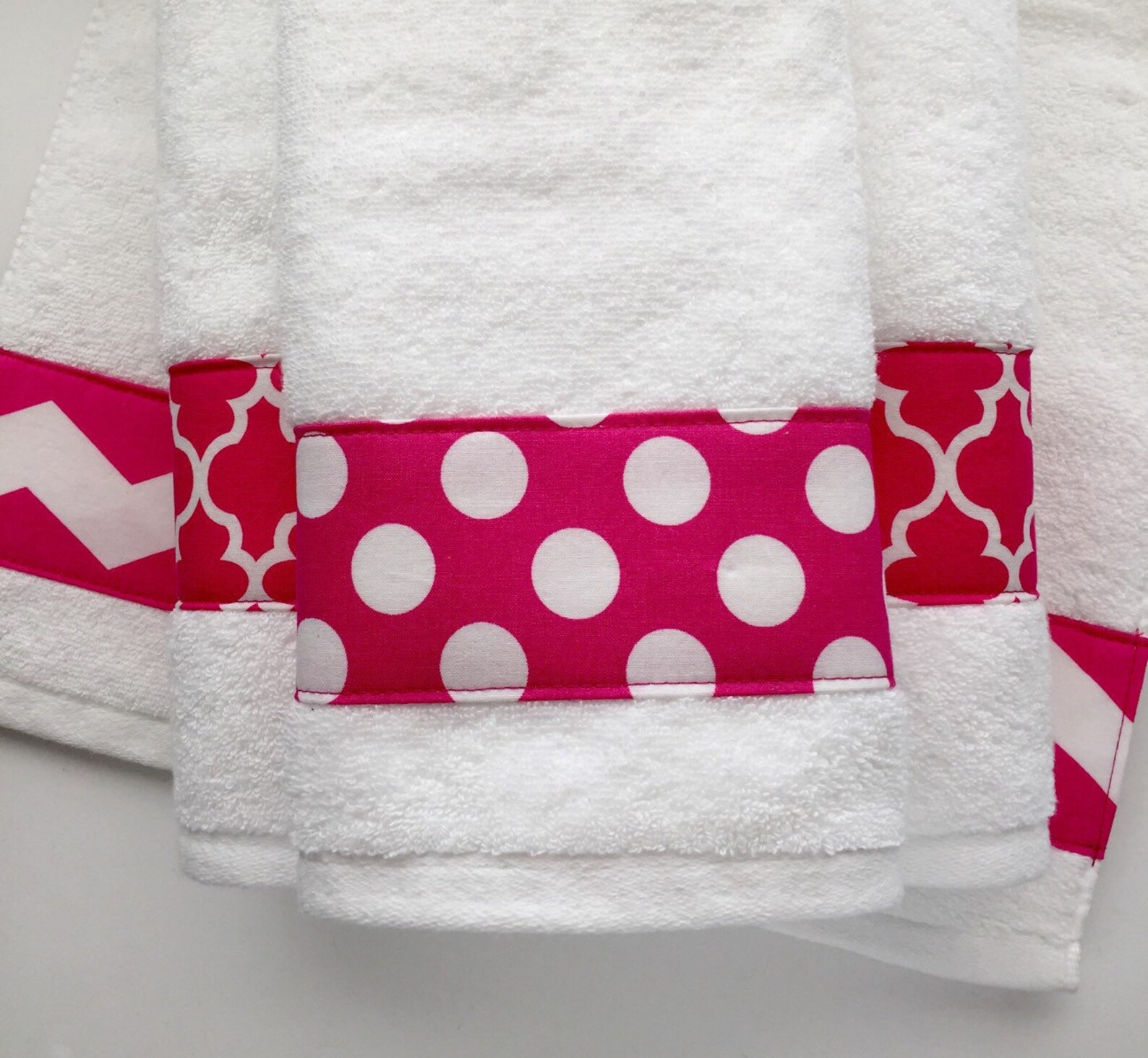 Pink Towels hand towel chevron hot pink bathroom decor Etsy