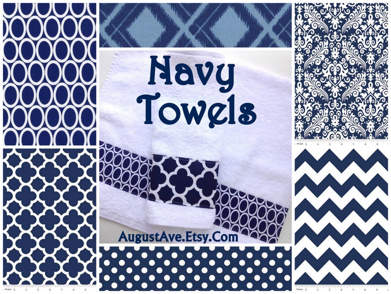 NAVY Custom Towels hand towels towel sets You Pick Size and Etsy