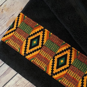 Kente Bathroom Towels in 4 sizes to choose from made for you by August Ave Towels, you pick the size sold individually, Ghana African Print image 7