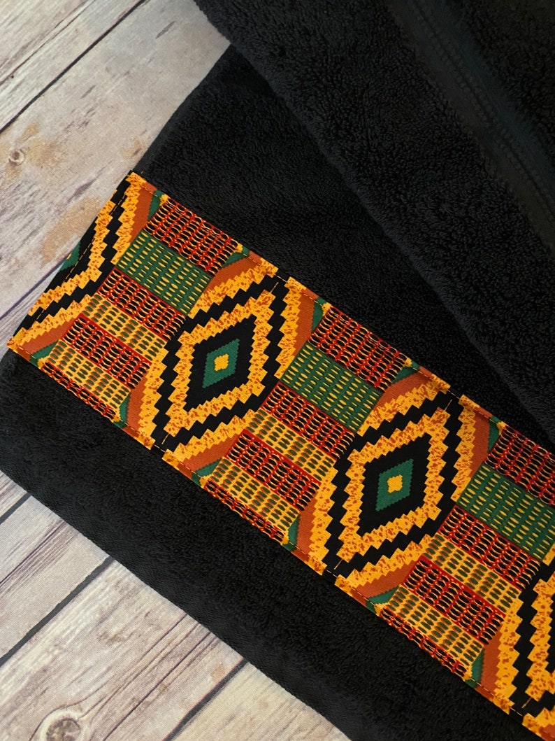 Kente Bathroom Towels in 4 sizes to choose from made for you by August Ave Towels, you pick the size sold individually, Ghana African Print image 7