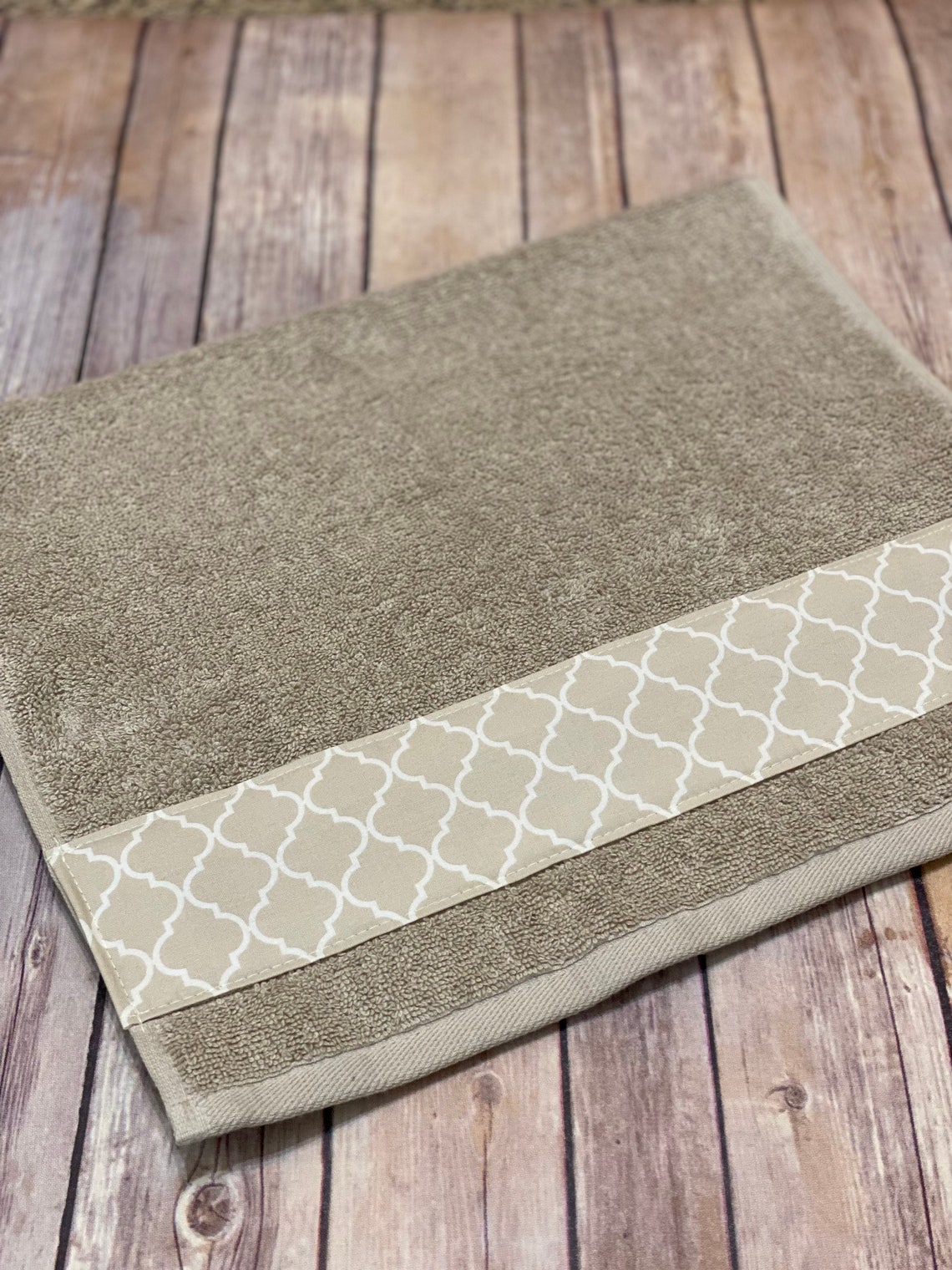 Tan Taupe quatrefoil Bath Towels hand towels custom towels Etsy