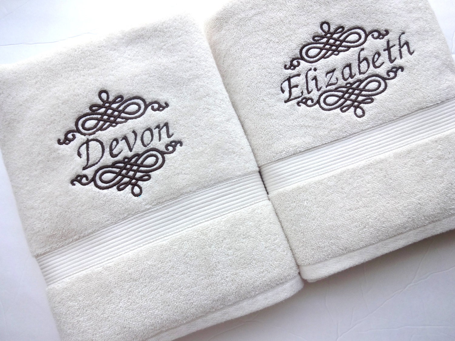 Custom Personalized Bath Towel sold individually 4 sizes cream Etsy
