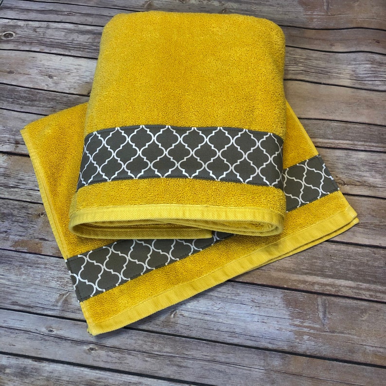 Yellow and Grey Bath Towels yellow and grey yellow and gray Etsy