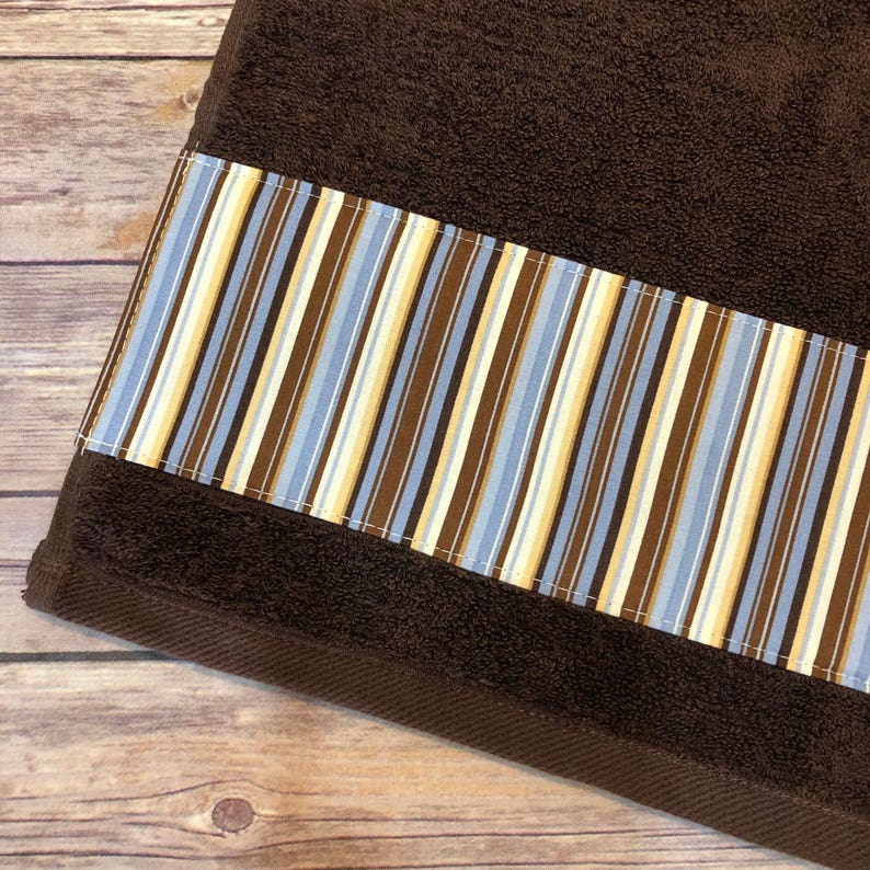 Blue Brown Towels custom towels blue bathroom brown towels Etsy