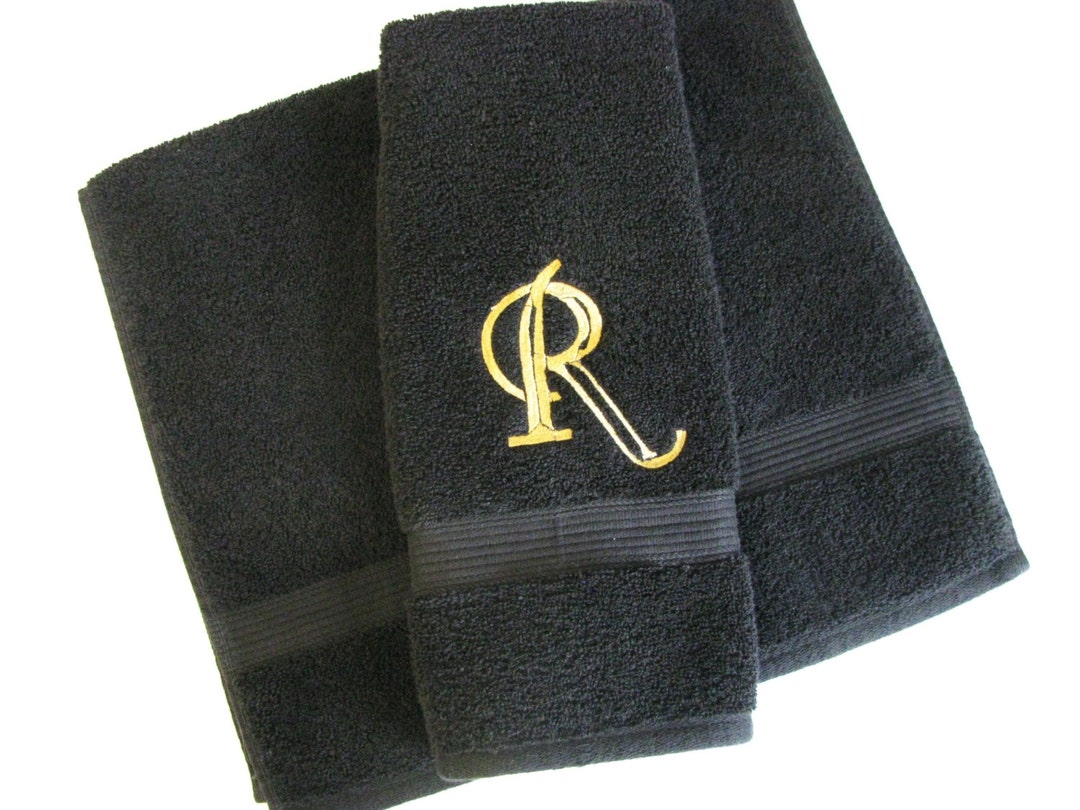 $123 Ralph Lauren Black Monogrammed TFC 6-Piece Bath Towel Set 30 x 56