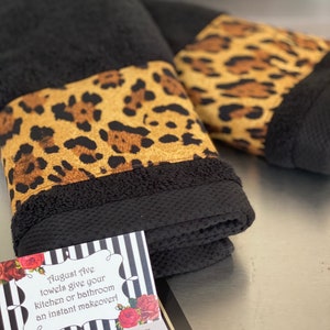 Leopard Bathroom Towels in 4 sizes to choose from made for you by August Ave Towels, you pick the size and fabric, sold individually, bath image 8