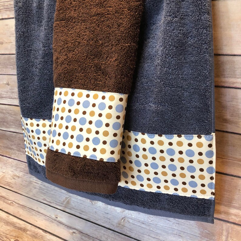 Blue Brown Towels custom towels blue bathroom brown towels Etsy