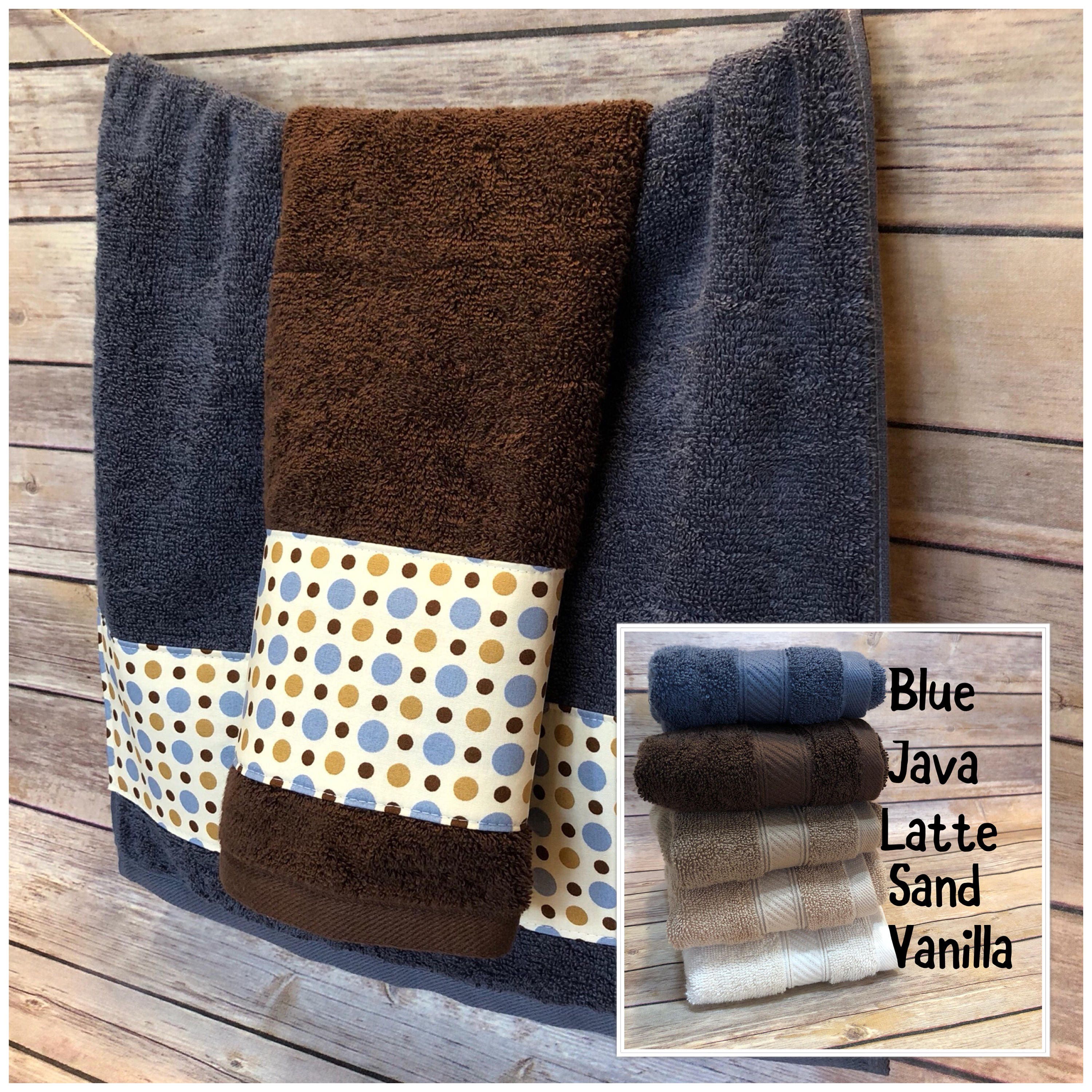 Blue Brown Towels custom towels blue bathroom brown towels Etsy
