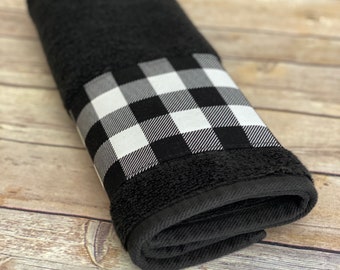 Eczjnt Lumberjack Black White Hipster Tartan Buffalo Check Plaid Beach Bath Towels Shower Towel for Home Outdoor Travel 30x56 inch, Size: 30 x 56