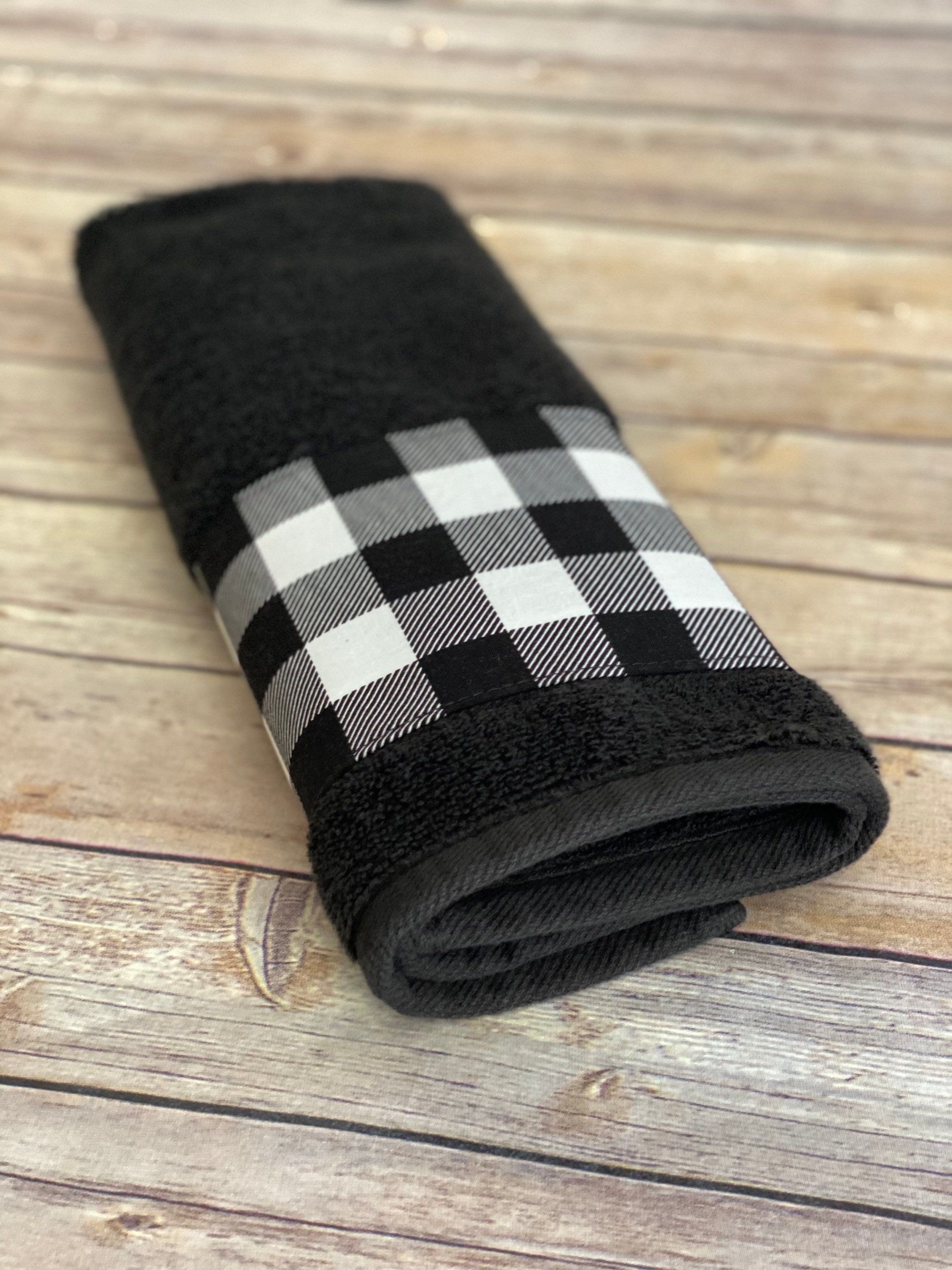 Black and White Buffalo Check Hand and Bath Towels 4 Sizes Made