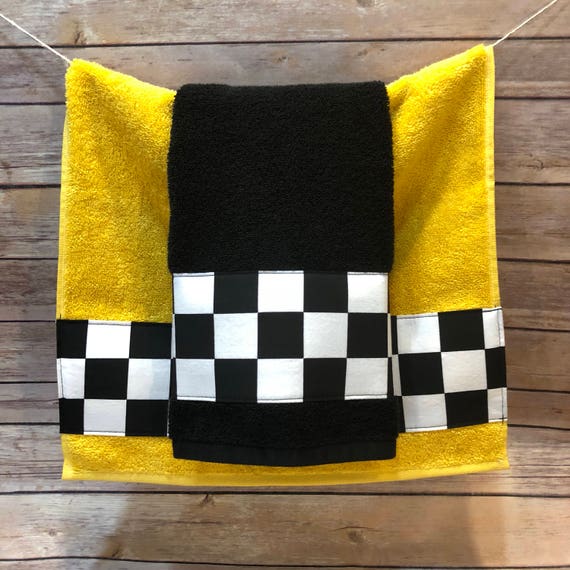 Black and White Checkered Hand Towel