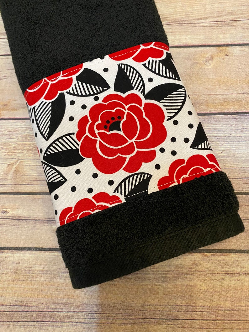 Black and Red Bath Towels in 6 Sizes Red Roses Made Just for Etsy