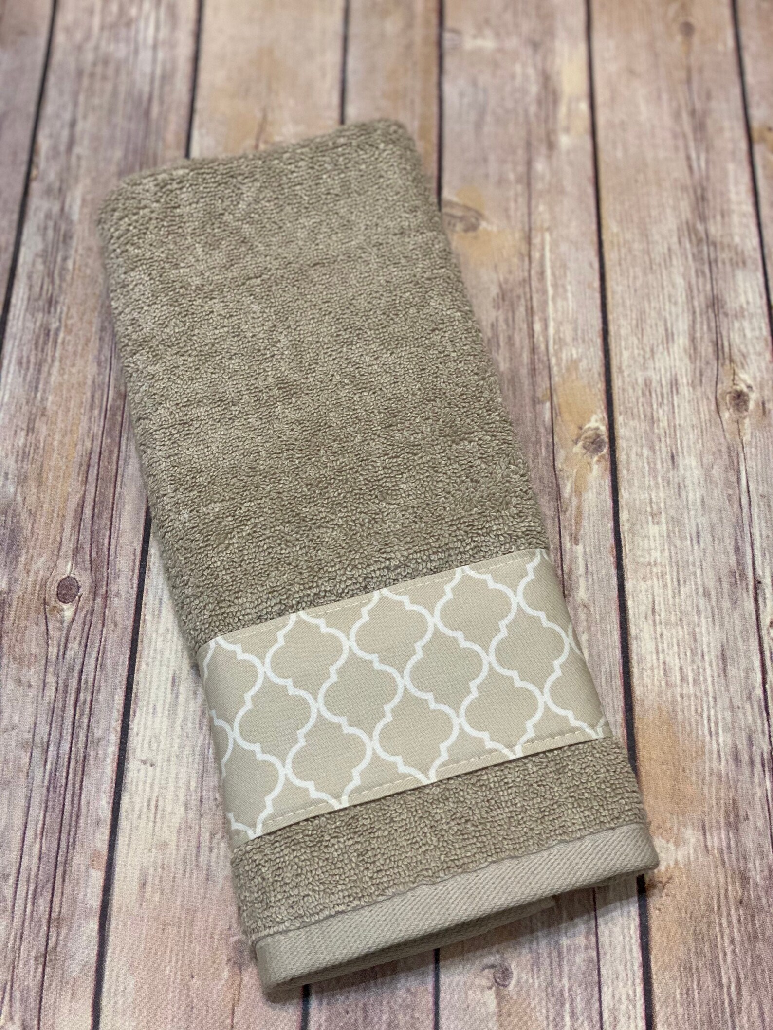 Tan Taupe quatrefoil Bath Towels hand towels custom towels Etsy