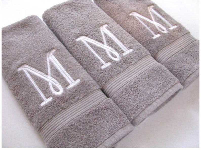 Monogrammed Bath and Hand Towels 4 sizes 10 colors, sold individually, towels with embroidery by August Ave Towels monogram towels bathroom image 1