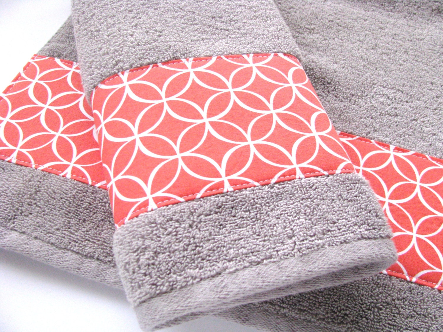 Coral Grey Towels hand towels bath towels custom towels Etsy