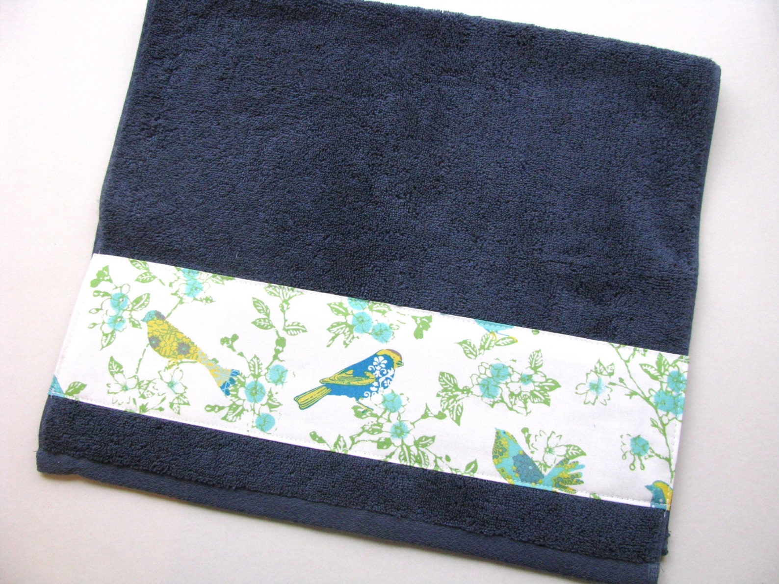 Bath Towel Blue Yellow Blue Bird Blue Towels Blue and Etsy