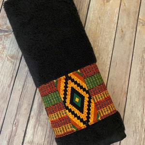 Kente Bathroom Towels in 4 sizes to choose from made for you by August Ave Towels, you pick the size sold individually, Ghana African Print image 8