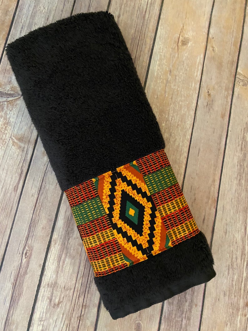Kente Bathroom Towels in 4 sizes to choose from made for you by August Ave Towels, you pick the size sold individually, Ghana African Print image 8