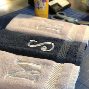 Monogrammed Bath and Hand Towels 4 sizes 10 colors, sold individually, towels with embroidery by August Ave Towels monogram towels bathroom image 9