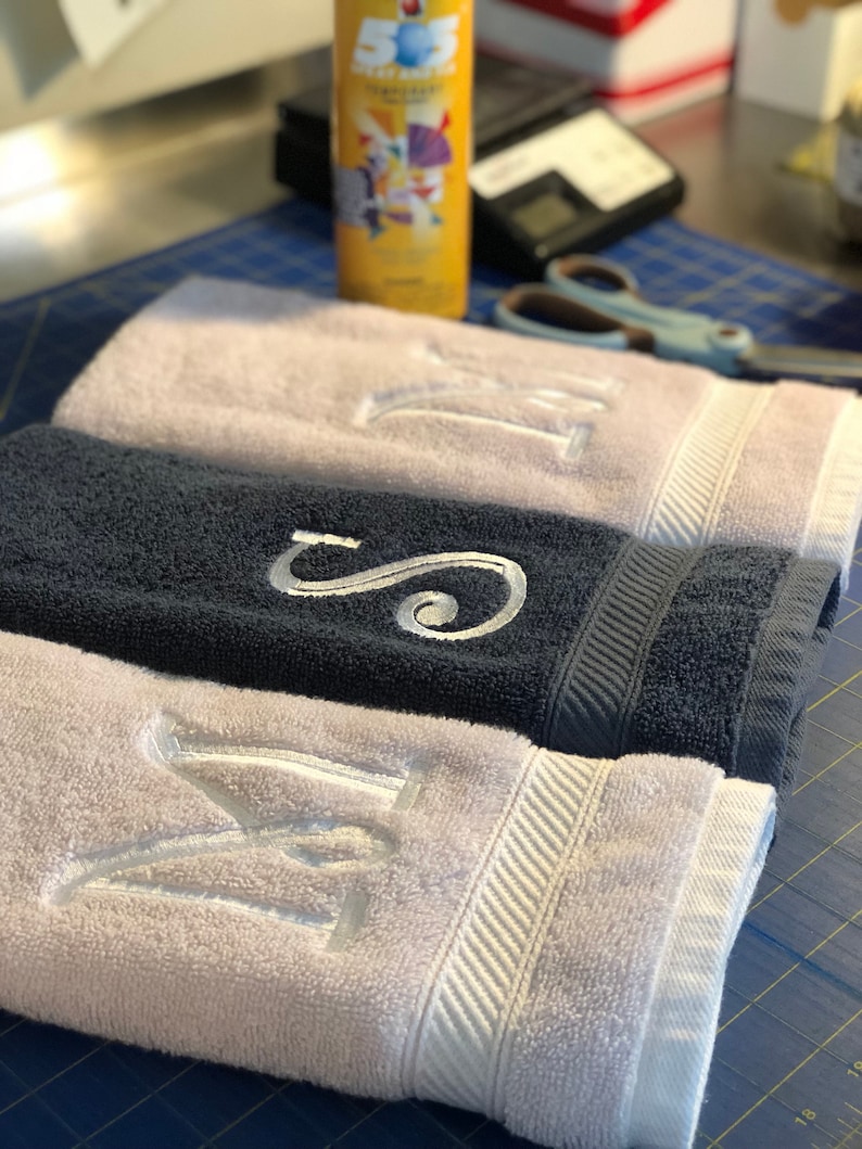Monogrammed Bath and Hand Towels 4 sizes 10 colors, sold individually, towels with embroidery by August Ave Towels monogram towels bathroom image 9