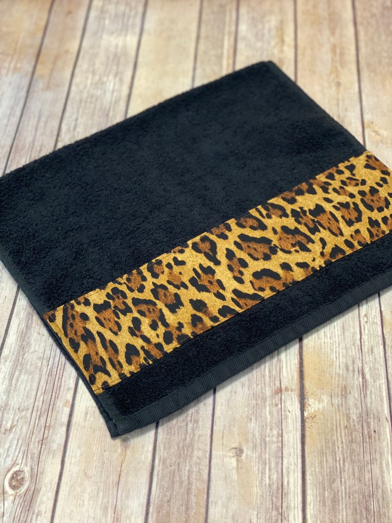 Leopard Bathroom Towels in 4 sizes to choose from made for you by August Ave Towels, you pick the size and fabric, sold individually, bath image 4