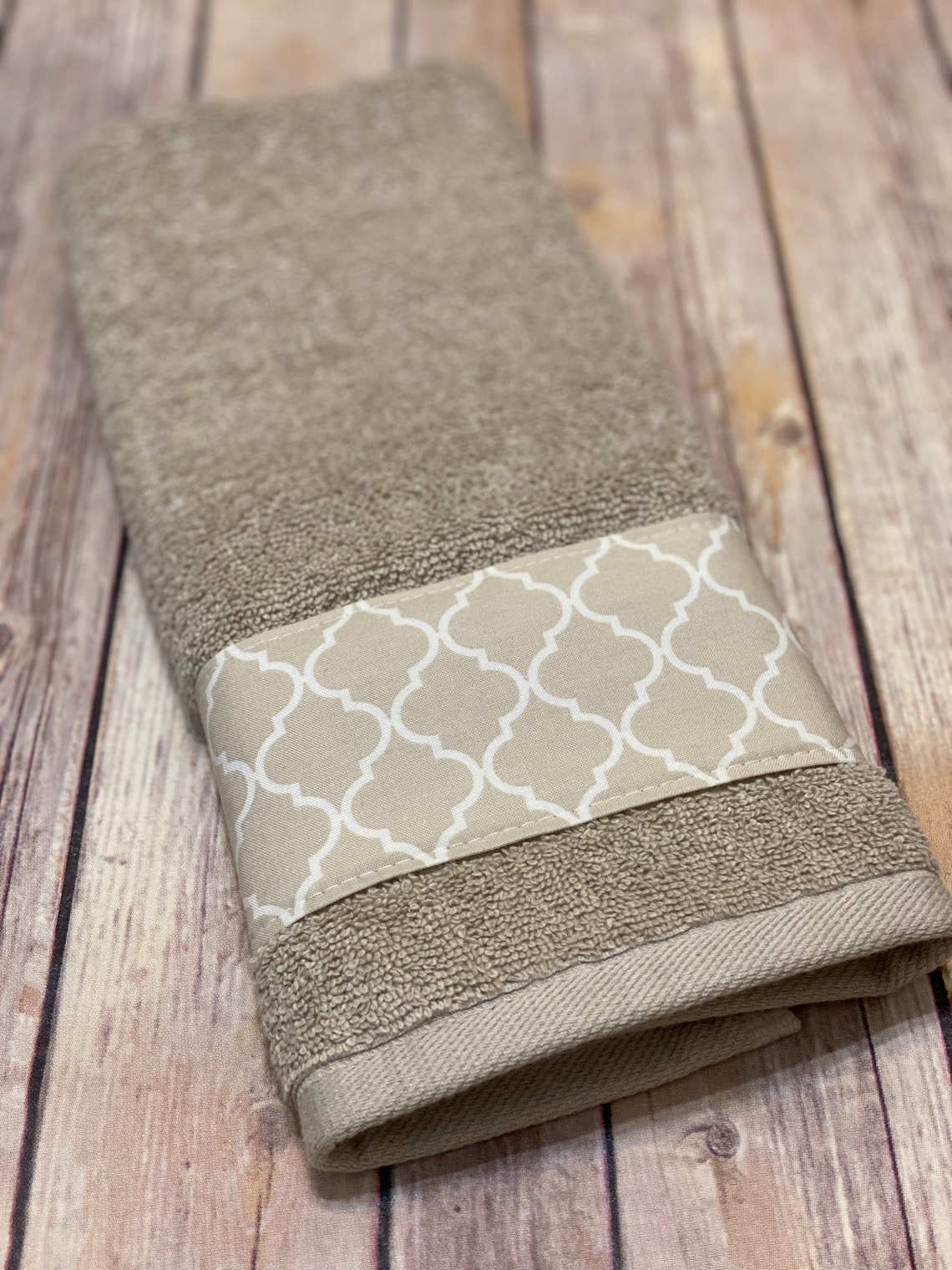 Tan Taupe quatrefoil Bath Towels hand towels custom towels Etsy