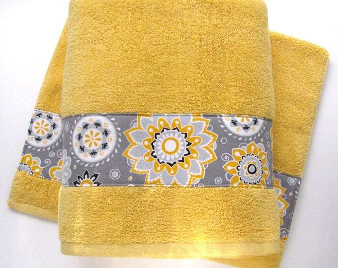 Pick Size Yellow Bath Towel, Hand Towels, Yellow Towels, Yellow and