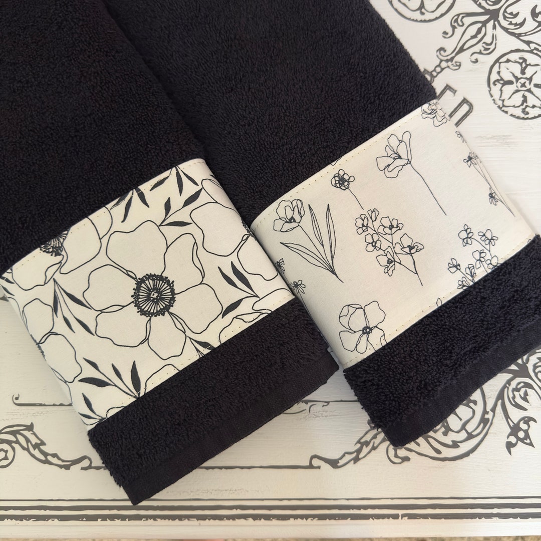Black and White Bathroom Towel 4 Sizes to Choose From Made for You by
