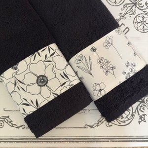 Black and White Bathroom Towel 4 sizes to choose from made for you by August Ave Towels, pick size and fabric, sold individually, bath hand