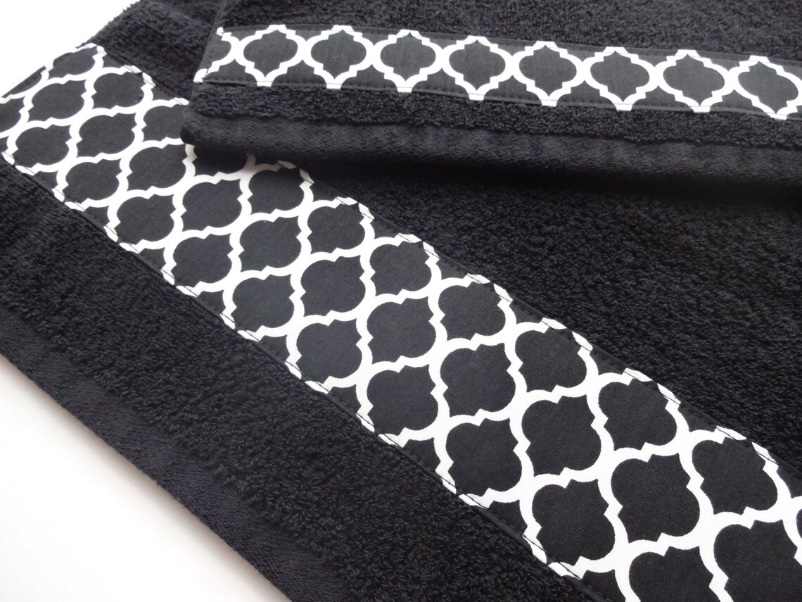 Black Hand and Bath Towels Hand Towels Custom Towels Black - Etsy
