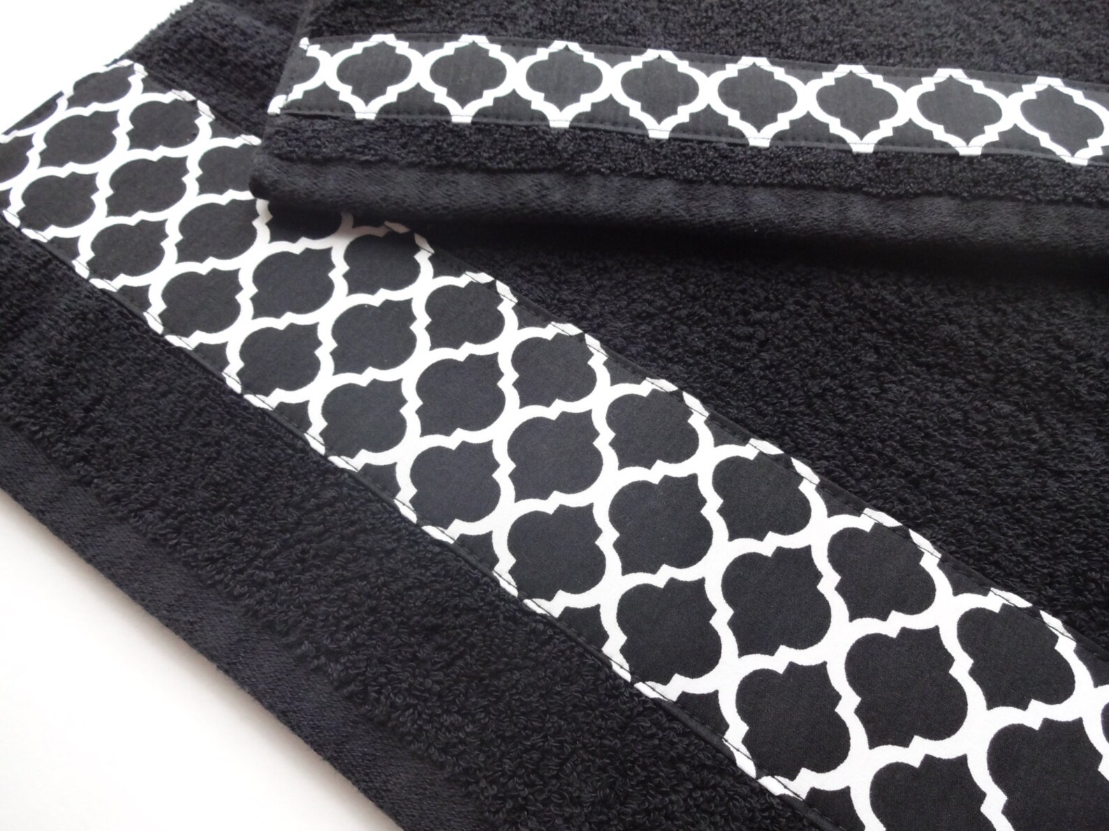 Black Hand and Bath Towels Hand Towels Custom Towels Black Etsy