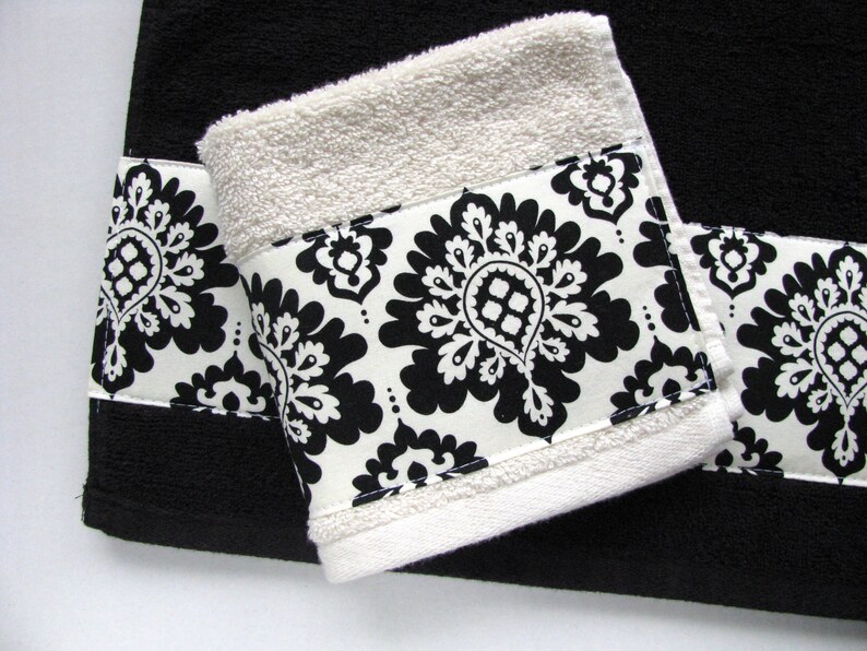 black patterned hand towels