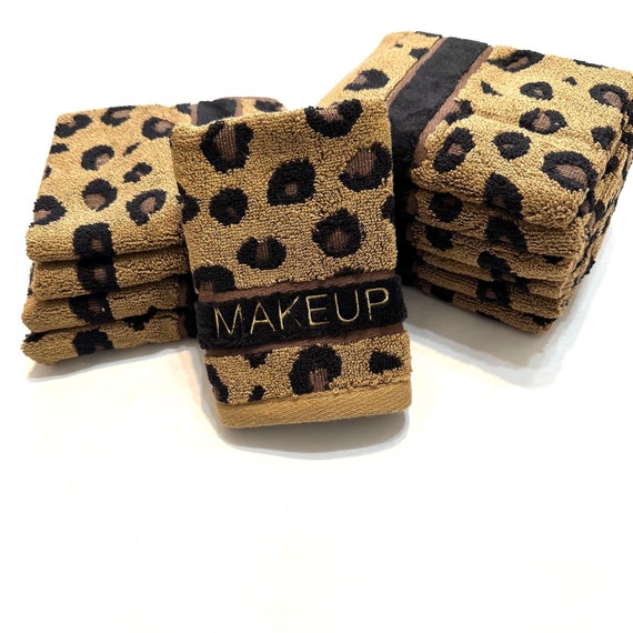 Leopard Makeup Remover Cloth: Embroidered Cotton Face Towel