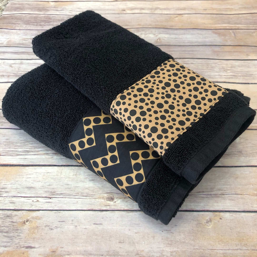 Black and gold decorative bath towels sale
