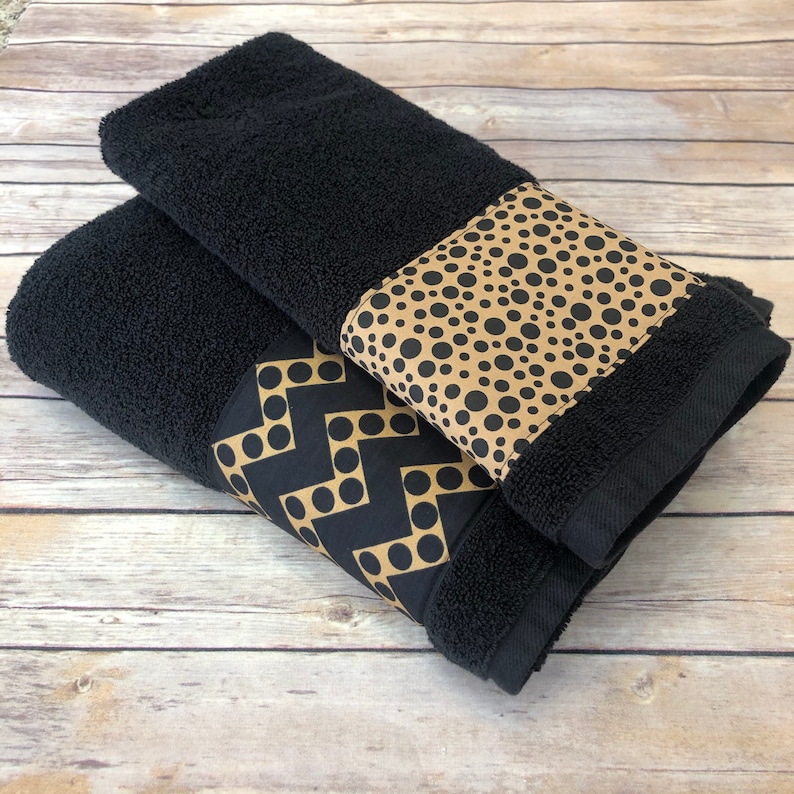Chocolate Brown and Black Bath Towels custom made with your Etsy