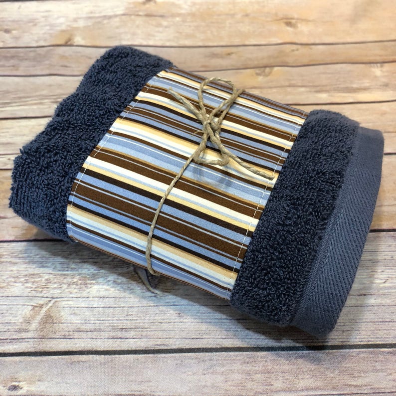 Blue Brown Towels custom towels blue bathroom brown towels Etsy