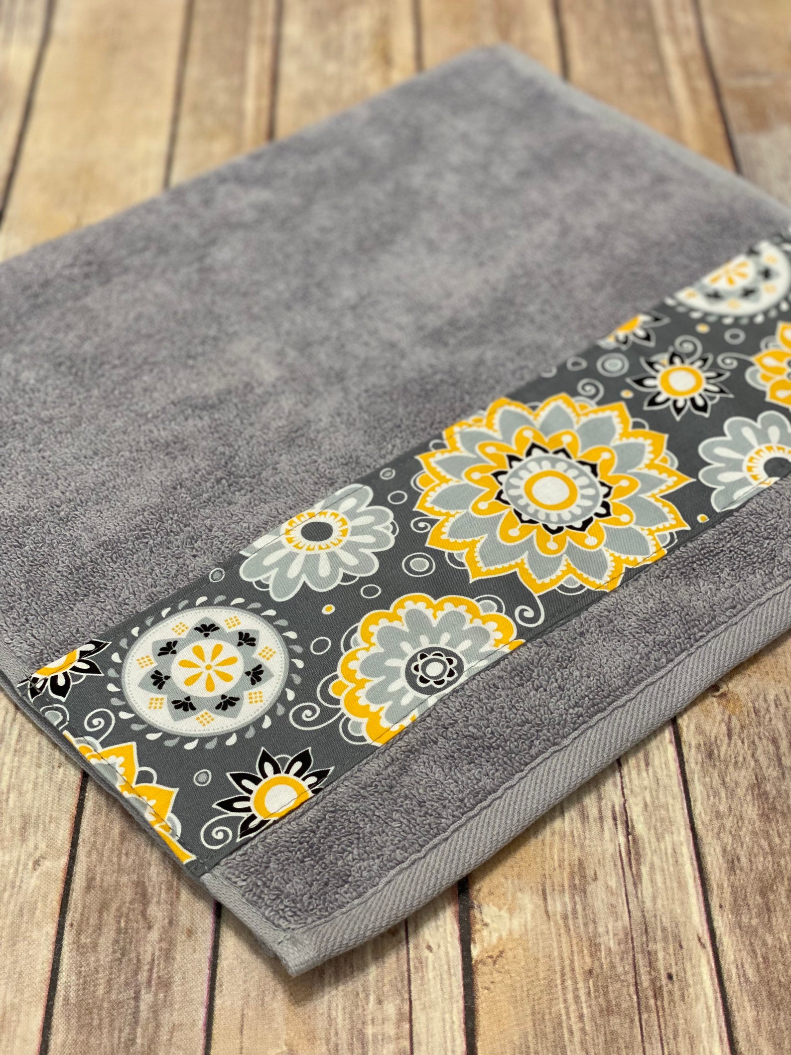 Yellow Grey Gray bathroom towels hand towels towel yellow Etsy