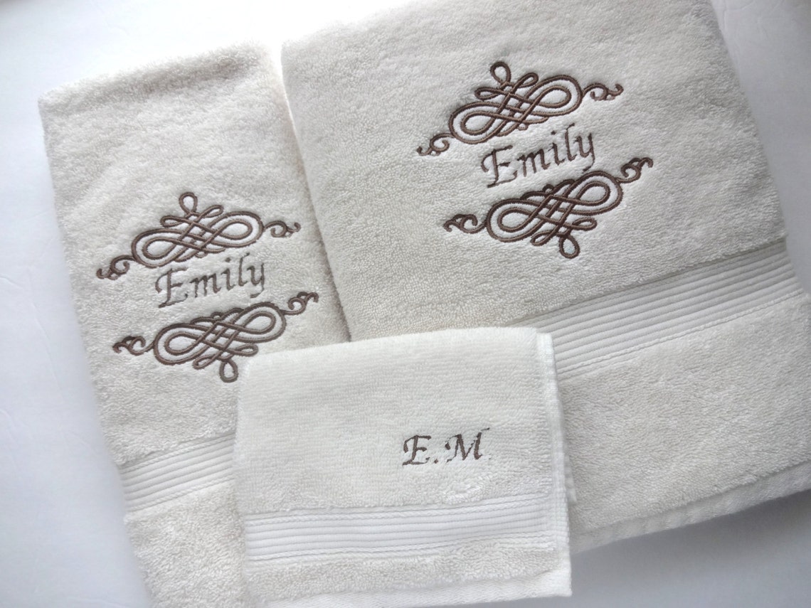 Set of 6 Personalized Bath Towels Hand Towel Bathroom Etsy Canada