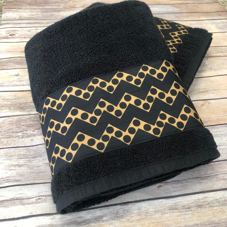 Chocolate Brown and Black Bath Towels custom made with your Etsy