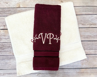 Monogrammed Bath Towel, custom made for you by August Ave Towels, hand towels, guest towels, bath towels, custom towels, two letter monogram