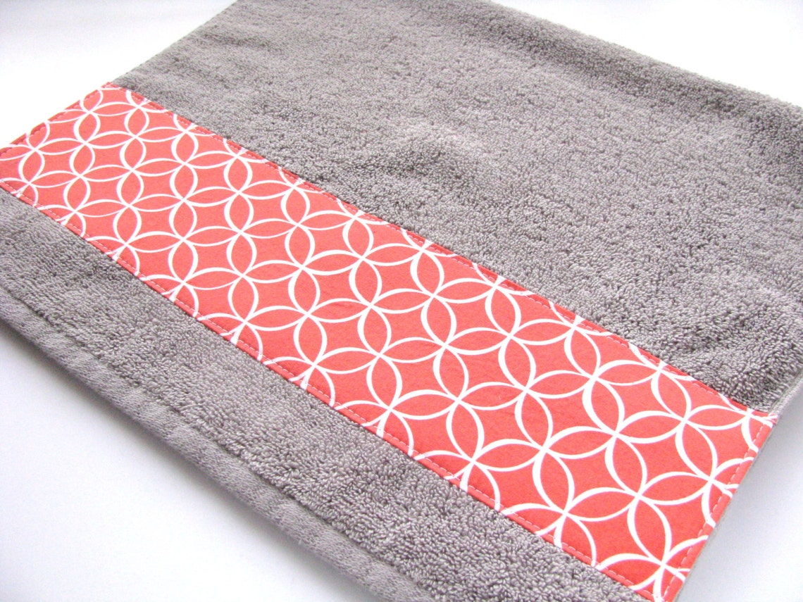 Coral Grey Towels Hand Towels Bath Towels Custom Towels Etsy